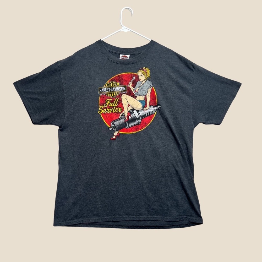 Harley Davidson Southern Devil Cartersville GA Full Service Pinup Tee Gray XL